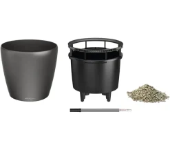 LECHUZA® Lechuza Pflanzgefäße & Töpfe|Lechuza Tischgefäße - CLASSICO LS, All-in-One-Set Dunkelgrau