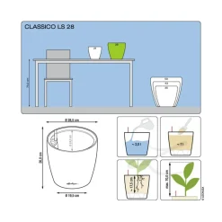 LECHUZA® Lechuza Pflanzgefäße & Töpfe|Lechuza Tischgefäße - CLASSICO LS, All-in-One-Set Weiß