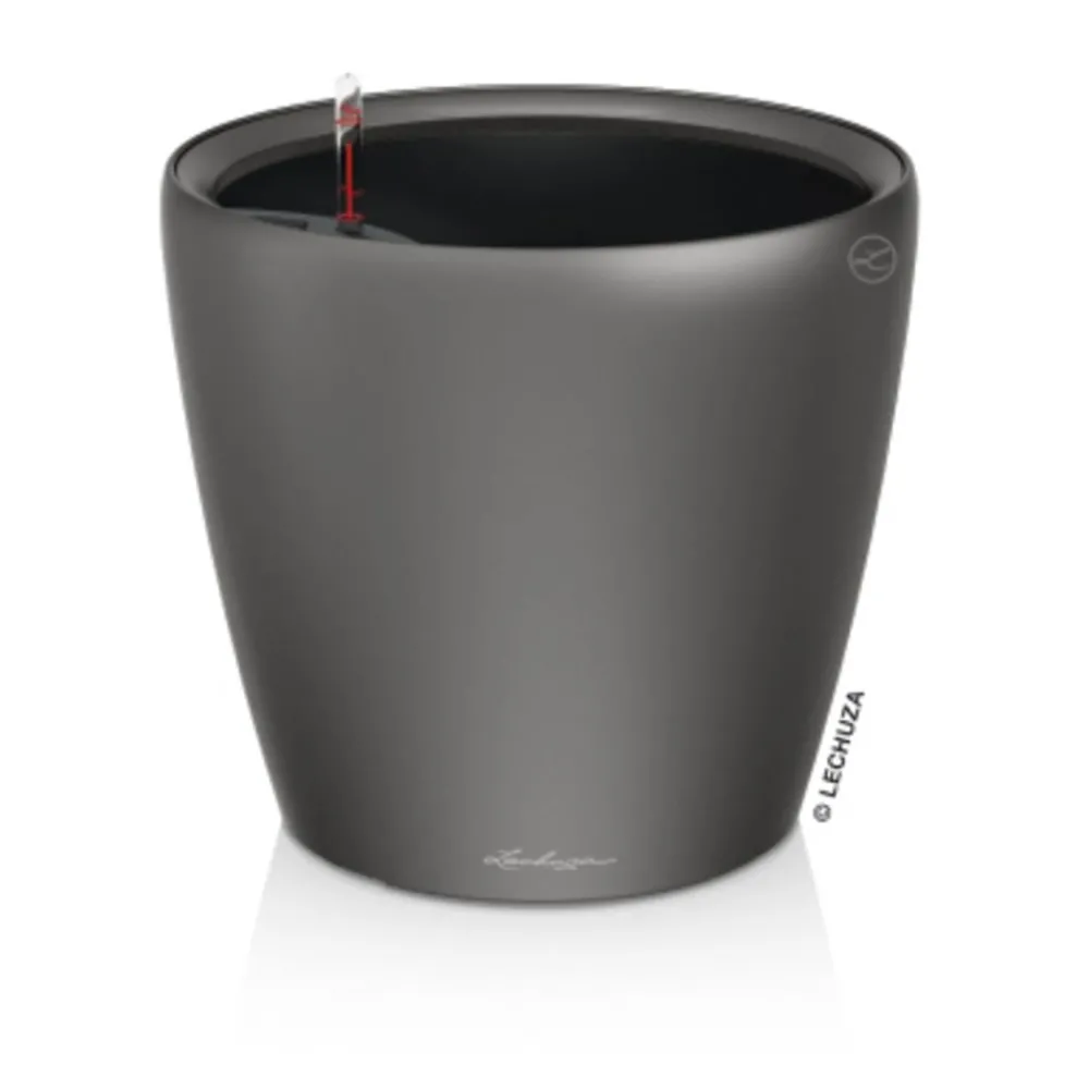 LECHUZA® Lechuza Pflanzgefäße & Töpfe|Lechuza Tischgefäße - CLASSICO LS, All-in-One-Set Dunkelgrau