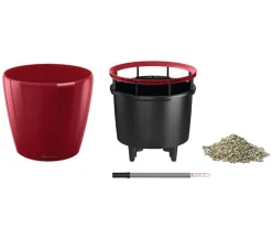 LECHUZA® Lechuza Pflanzgefäße & Töpfe|Lechuza Tischgefäße - CLASSICO LS, All-in-One-Set Dunkelrot