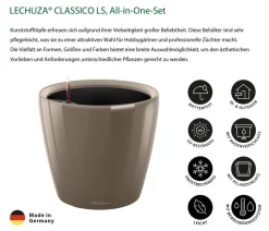 LECHUZA® Lechuza Pflanzgefäße & Töpfe|Lechuza Tischgefäße - CLASSICO LS, All-in-One-Set Taupe