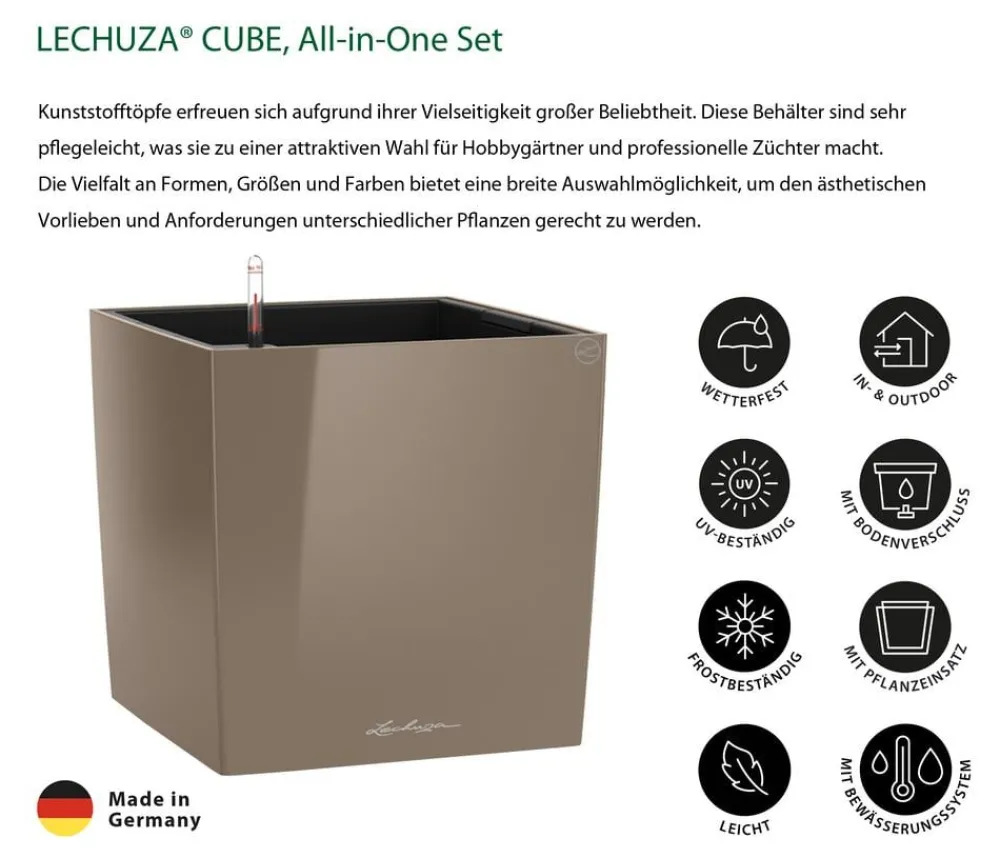 LECHUZA® Lechuza Tischgefäße|Lechuza Pflanzgefäße & Töpfe > CUBE, All-in-One Set