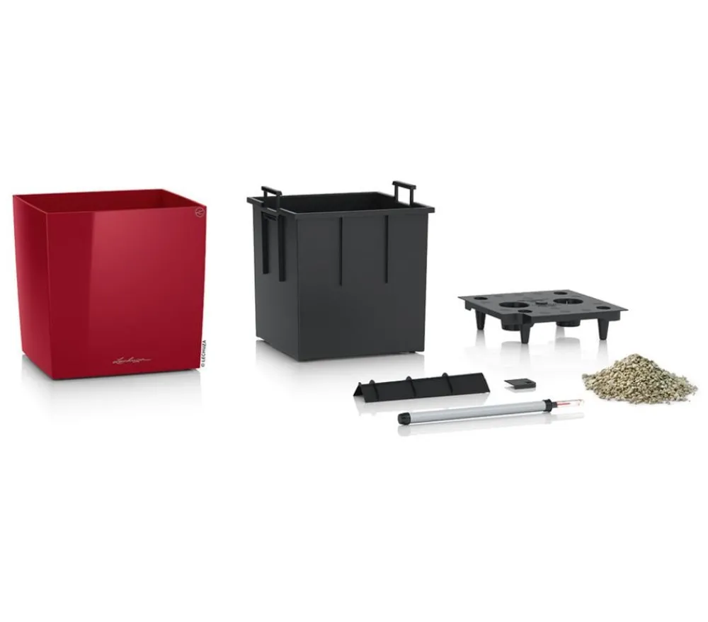 LECHUZA® CUBE, All-in-One Set Dunkelrot Best