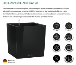 LECHUZA® CUBE, All-in-One Set Schwarz Hot