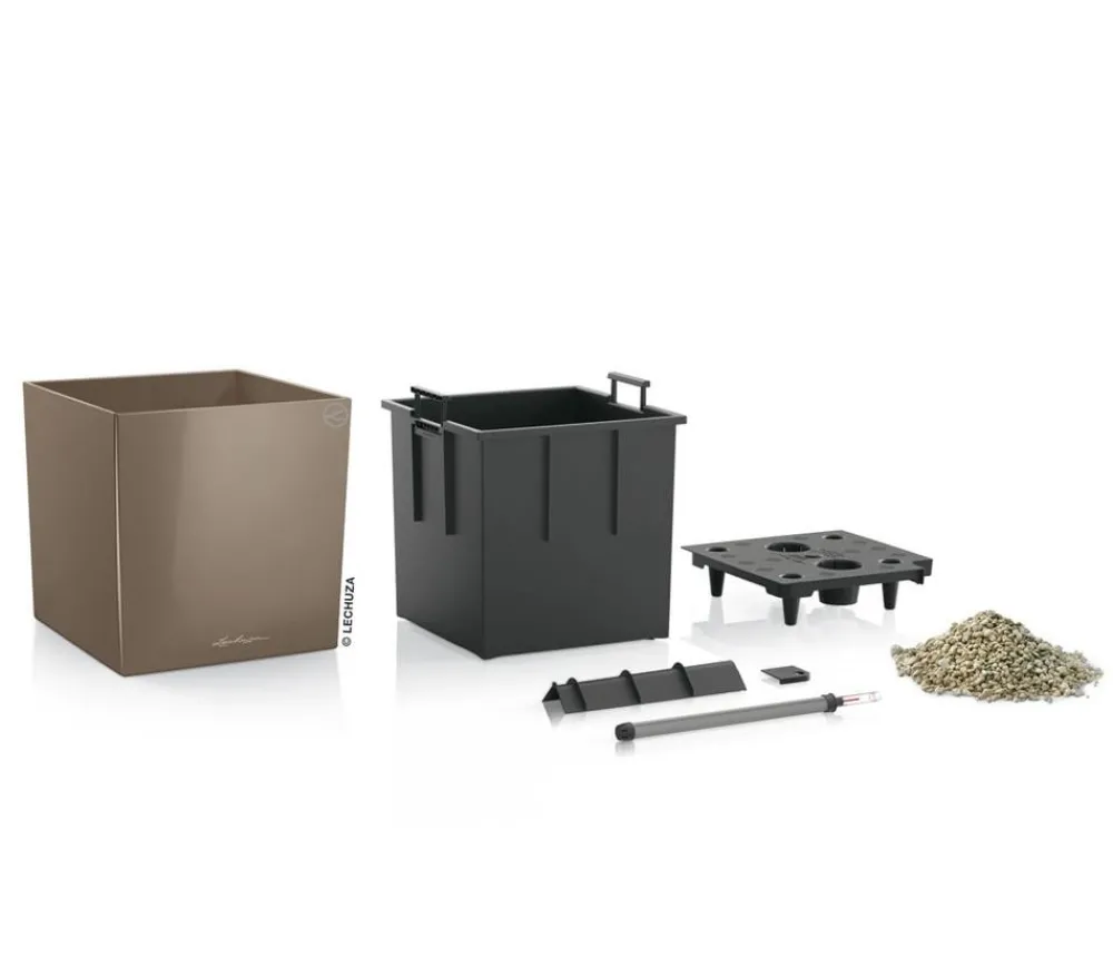 LECHUZA® CUBE, All-in-One Set Taupe Best
