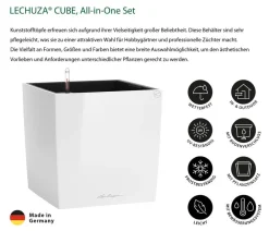 LECHUZA® Lechuza Tischgefäße|Lechuza Pflanzgefäße & Töpfe - CUBE, All-in-One Set Weiß