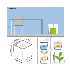 LECHUZA® Lechuza Tischgefäße|Lechuza Pflanzgefäße & Töpfe - CUBE, All-in-One Set Weiß