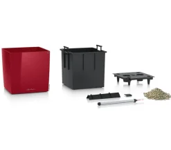 LECHUZA® Lechuza Tischgefäße|Lechuza Pflanzgefäße & Töpfe - CUBE, All-in-One Set Dunkelrot