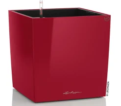 LECHUZA® Lechuza Tischgefäße|Lechuza Pflanzgefäße & Töpfe - CUBE, All-in-One Set Dunkelrot