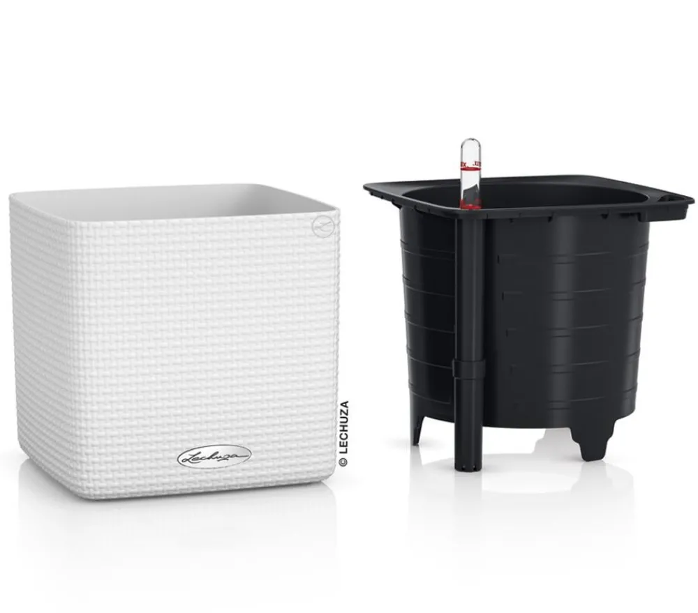 LECHUZA® CUBE Color, All-in-One Set Weiß Outlet