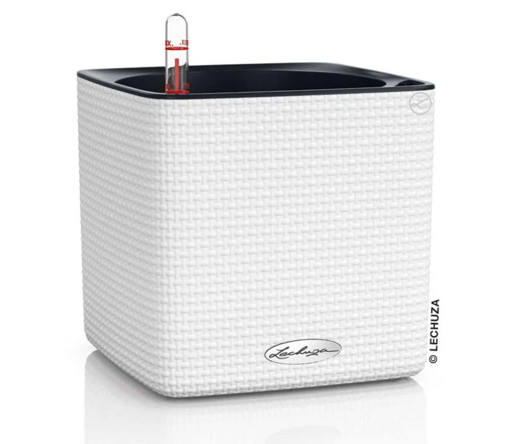 LECHUZA® CUBE Color, All-in-One Set Weiß Outlet