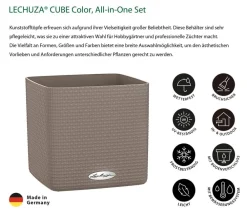 LECHUZA® Lechuza Tischgefäße|Lechuza Pflanzgefäße & Töpfe - CUBE Color, All-in-One Set Hellbraun