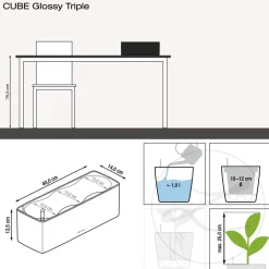LECHUZA® Lechuza Pflanzgefäße & Töpfe > CUBE Glossy Triple, All-in-One Set, 40 cm