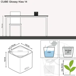 LECHUZA® Lechuza Tischgefäße|Lechuza Pflanzgefäße & Töpfe > CUBE Premium, All-in-One Set, hochglanz
