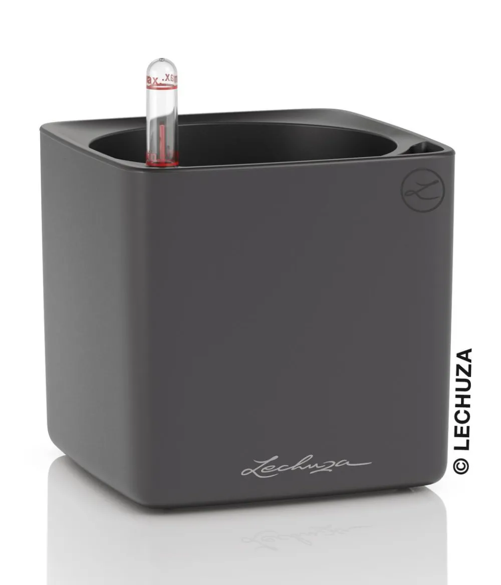LECHUZA® CUBE Premium, All-in-One Set, matt Dunkelgrau Clearance