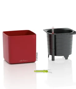 LECHUZA® Lechuza Tischgefäße|Lechuza Pflanzgefäße & Töpfe - CUBE Premium, All-in-One Set, matt Rot