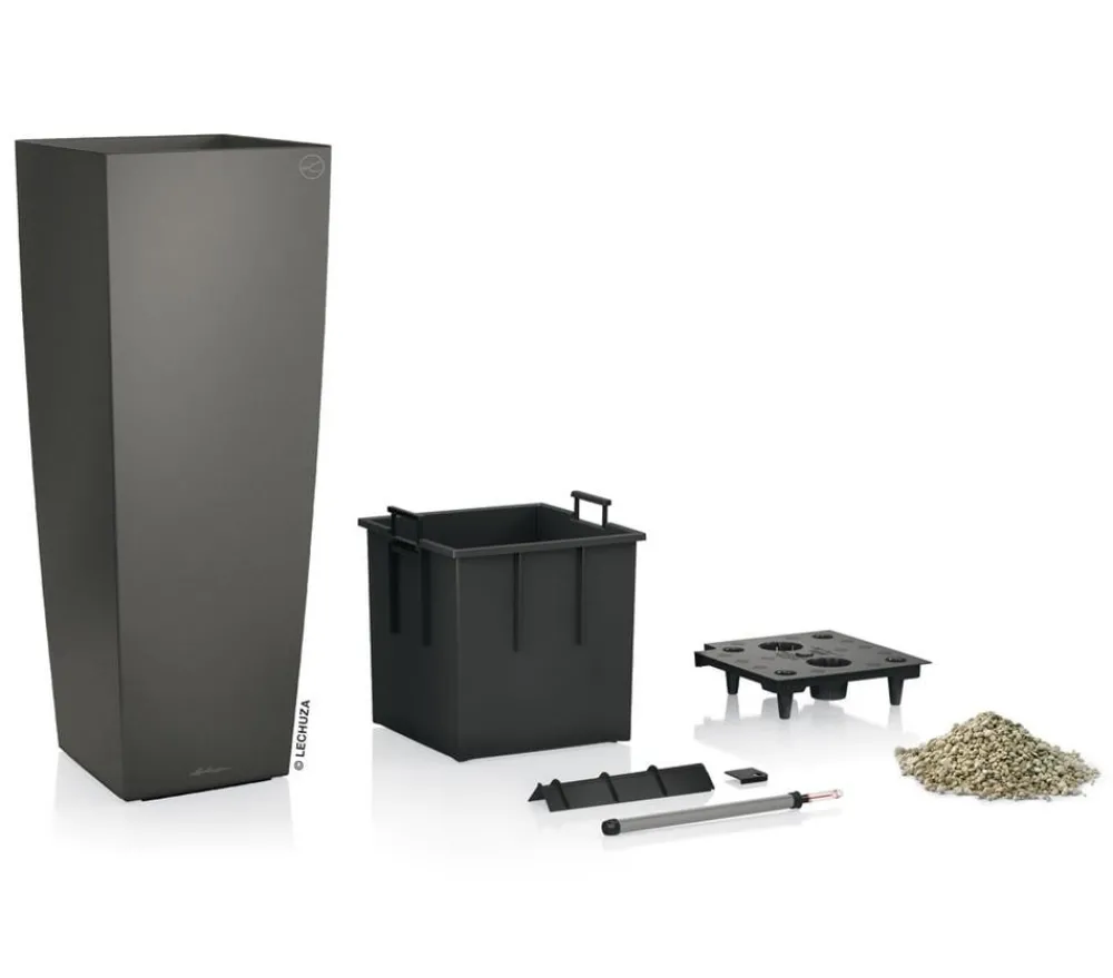 LECHUZA® Lechuza Pflanzgefäße & Töpfe - CUBICO ALTO, All-in-One-Set, ca. B40/H105/T40 cm Dunkelgrau