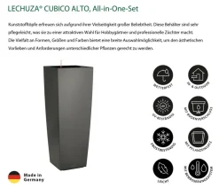 LECHUZA® Lechuza Pflanzgefäße & Töpfe - CUBICO ALTO, All-in-One-Set, ca. B40/H105/T40 cm Dunkelgrau