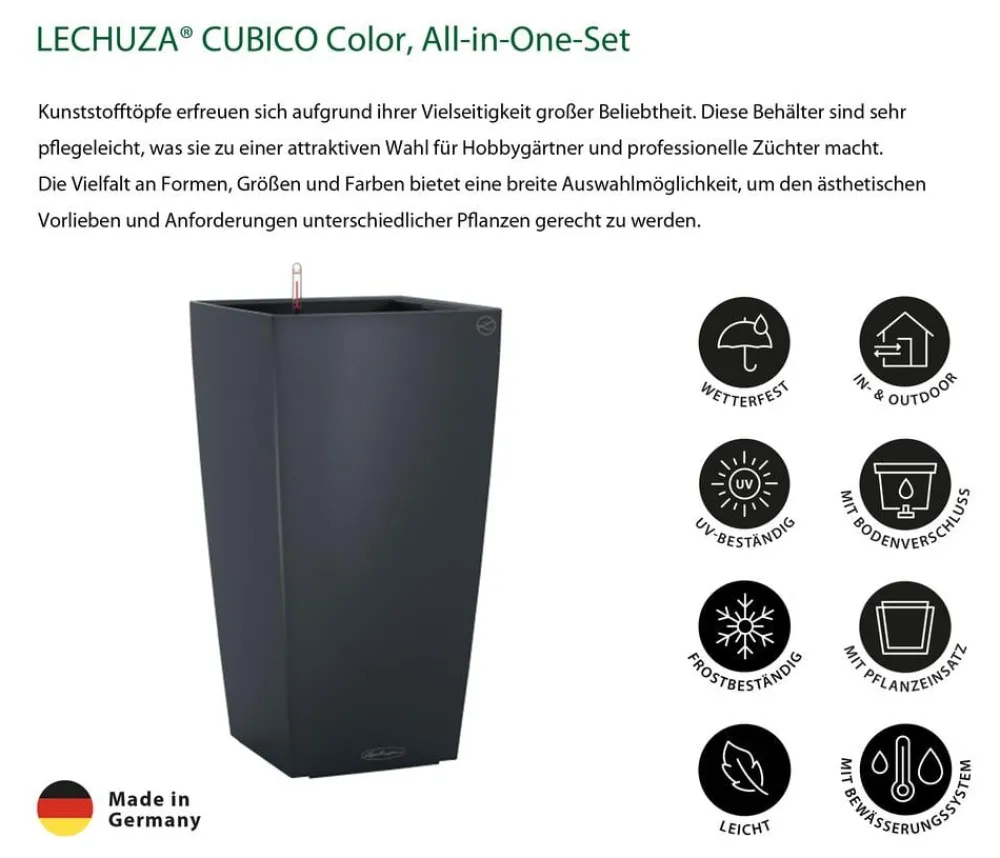 LECHUZA® Lechuza Pflanzgefäße & Töpfe|Blumentöpfe & Übertöpfe > CUBICO Color, All-in-One-Set