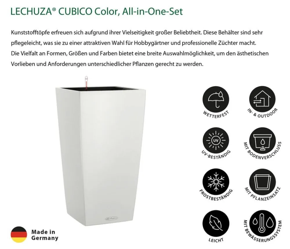 LECHUZA® Lechuza Pflanzgefäße & Töpfe|Blumentöpfe & Übertöpfe > CUBICO Color, All-in-One-Set