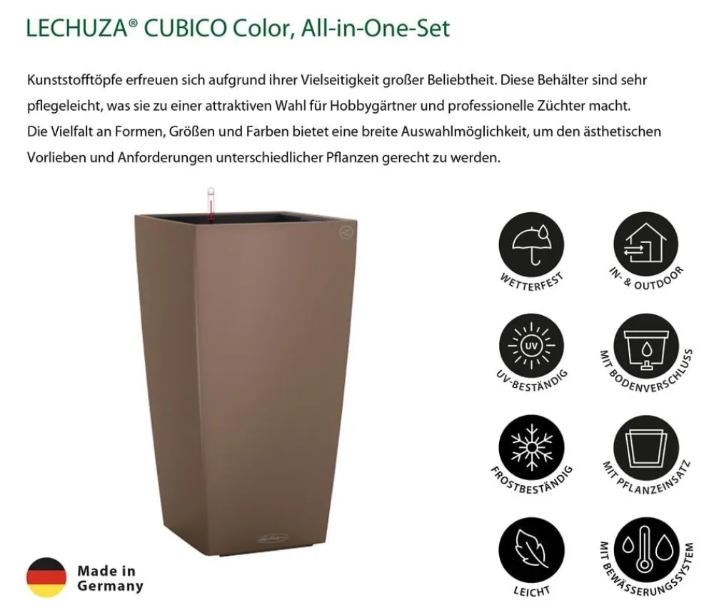 LECHUZA® Lechuza Pflanzgefäße & Töpfe|Blumentöpfe & Übertöpfe > CUBICO Color, All-in-One-Set