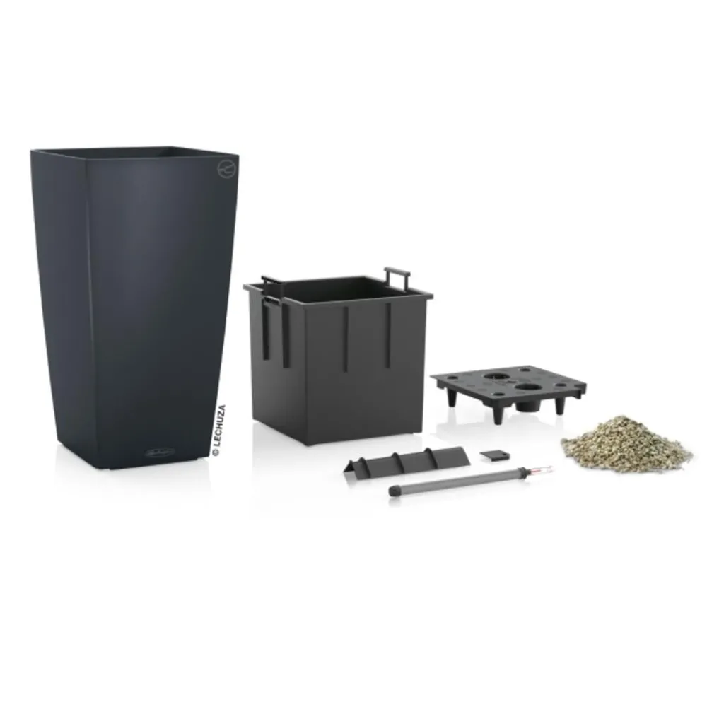 LECHUZA® CUBICO Color, All-in-One-Set Dunkelgrau