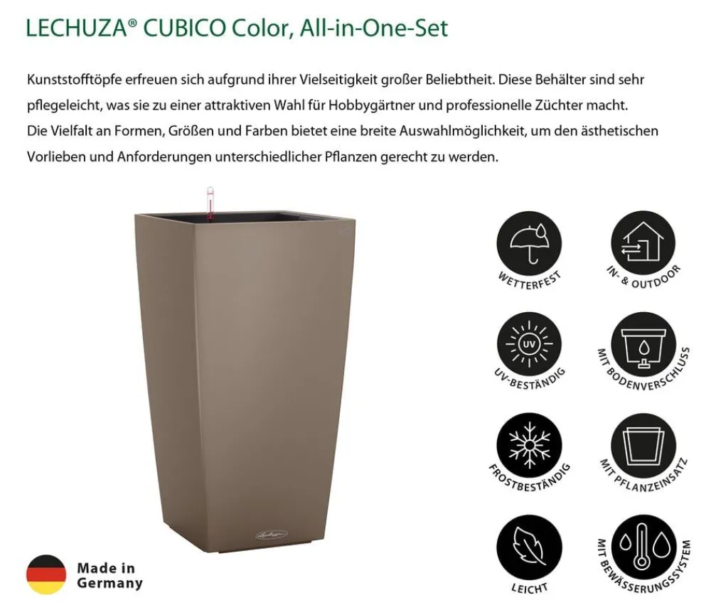 LECHUZA® CUBICO Color, All-in-One-Set Hellbraun Outlet