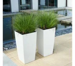 LECHUZA® Lechuza Pflanzgefäße & Töpfe|Blumentöpfe & Übertöpfe - CUBICO Color, All-in-One-Set Weiß
