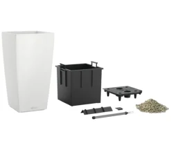 LECHUZA® Lechuza Pflanzgefäße & Töpfe|Blumentöpfe & Übertöpfe - CUBICO Color, All-in-One-Set Weiß