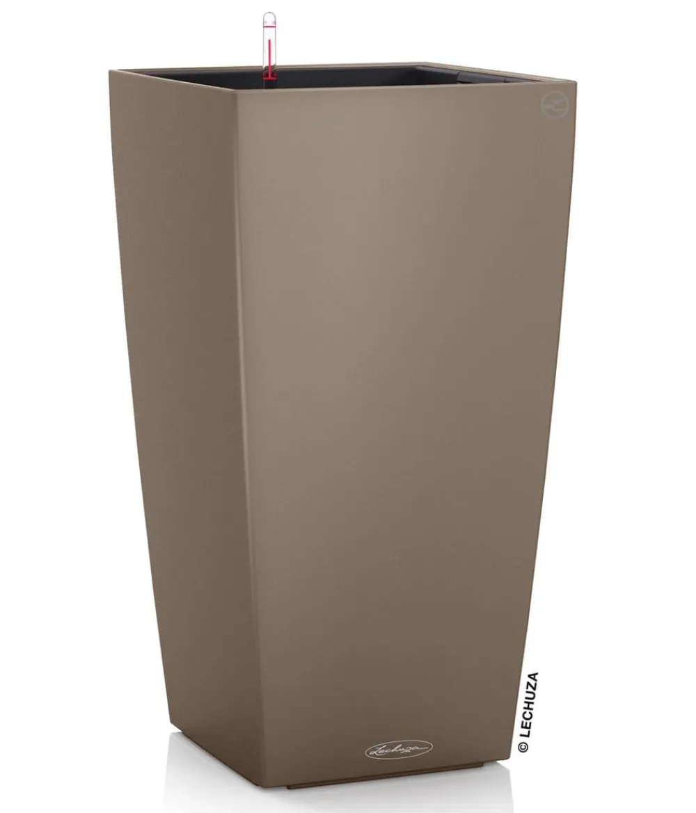 LECHUZA® Lechuza Pflanzgefäße & Töpfe|Blumentöpfe & Übertöpfe - CUBICO Color, All-in-One-Set Hellbraun