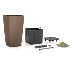 LECHUZA® Lechuza Pflanzgefäße & Töpfe|Blumentöpfe & Übertöpfe - CUBICO Color, All-in-One-Set Braun