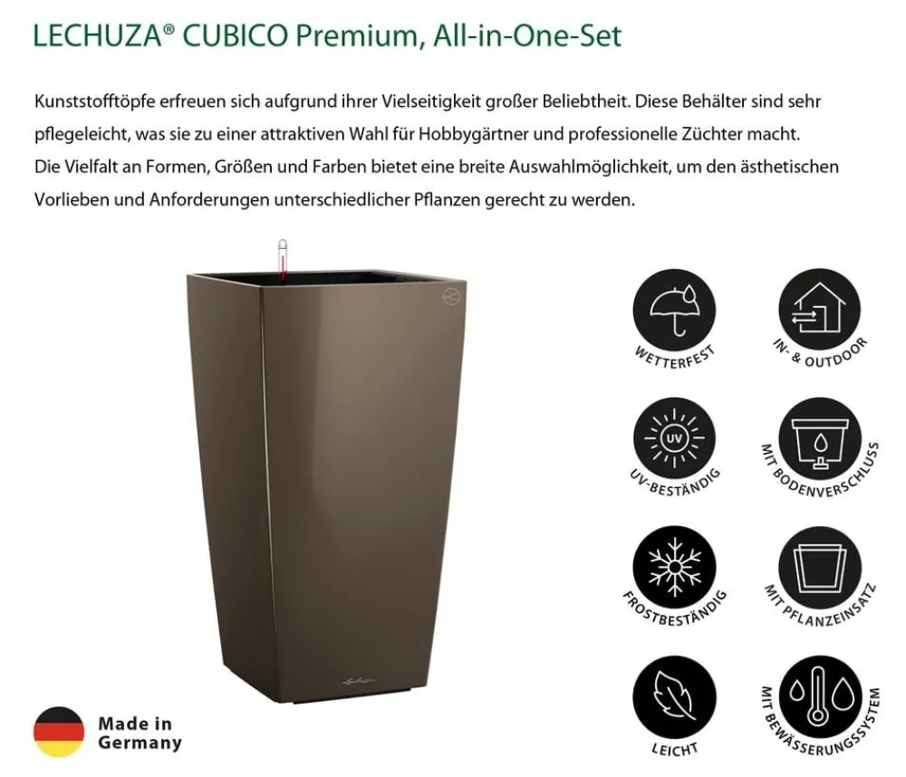 LECHUZA® Lechuza Pflanzgefäße & Töpfe|Blumentöpfe & Übertöpfe > CUBICO Premium, All-in-One-Set