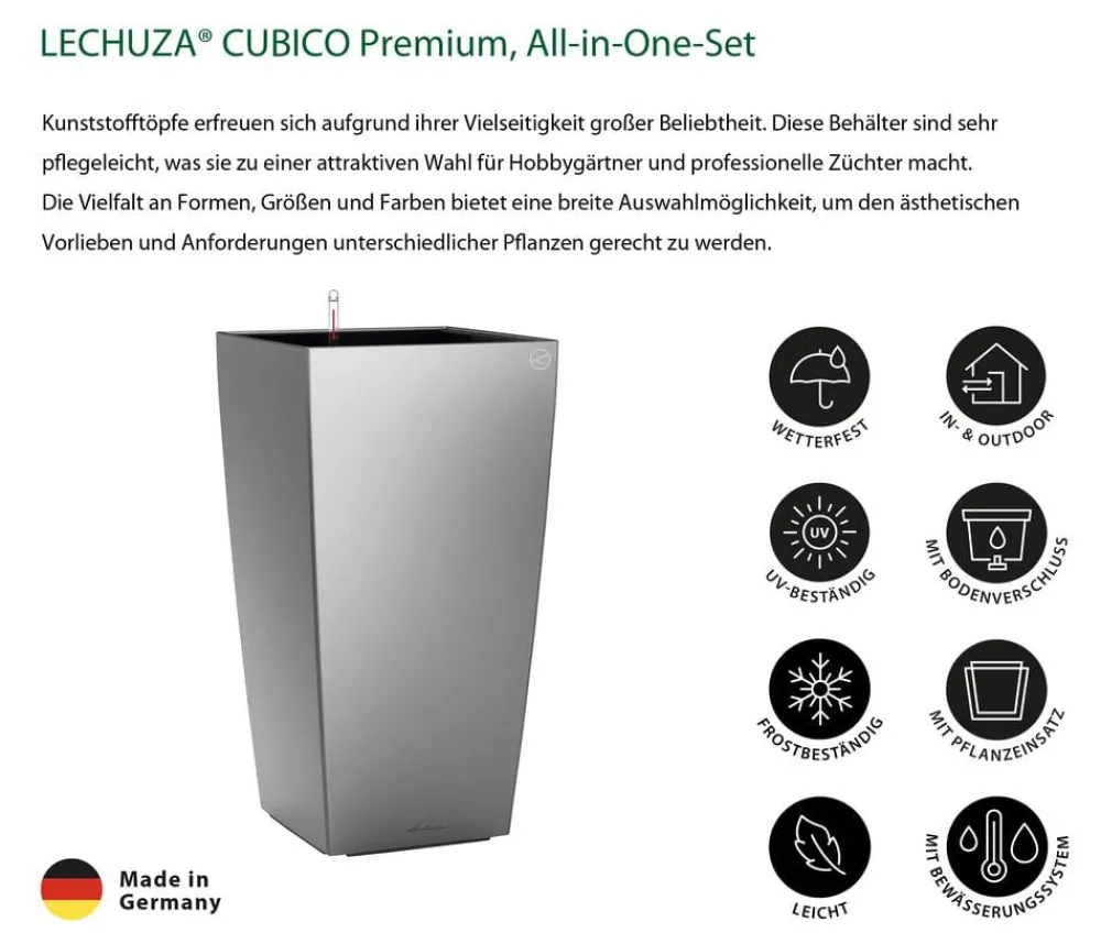 LECHUZA® Lechuza Pflanzgefäße & Töpfe|Blumentöpfe & Übertöpfe > CUBICO Premium, All-in-One-Set