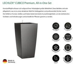 LECHUZA® CUBICO Premium, All-in-One-Set Dunkelgrau Clearance