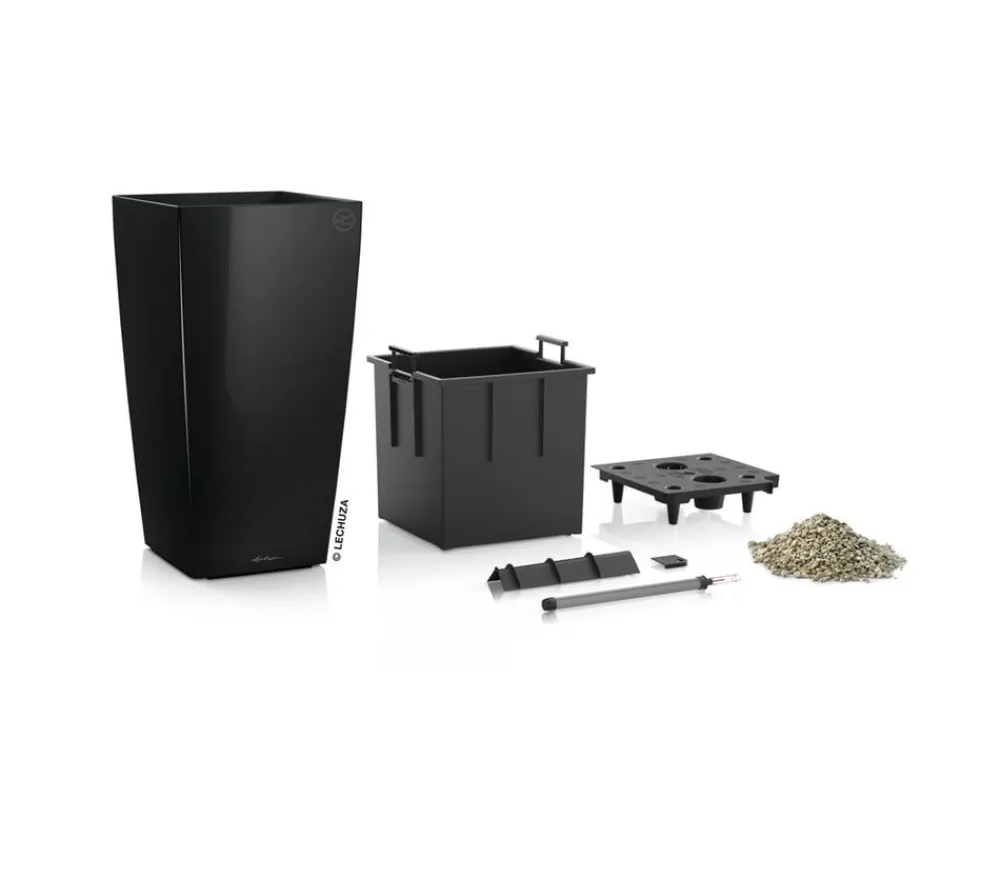 LECHUZA® CUBICO Premium, All-in-One-Set Schwarz Hot
