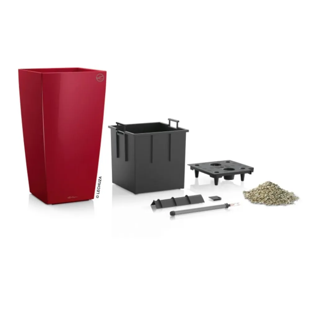 LECHUZA® CUBICO Premium, All-in-One-Set Dunkelrot Clearance