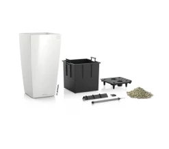 LECHUZA® Lechuza Pflanzgefäße & Töpfe|Blumentöpfe & Übertöpfe - CUBICO Premium, All-in-One-Set Weiß