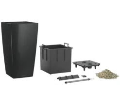 LECHUZA® Lechuza Pflanzgefäße & Töpfe|Blumentöpfe & Übertöpfe - CUBICO Premium, All-in-One-Set Schwarz