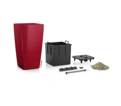 LECHUZA® Lechuza Pflanzgefäße & Töpfe|Blumentöpfe & Übertöpfe - CUBICO Premium, All-in-One-Set Dunkelrot