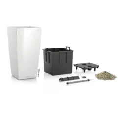 LECHUZA® Lechuza Pflanzgefäße & Töpfe|Blumentöpfe & Übertöpfe - CUBICO Premium, All-in-One-Set Weiß