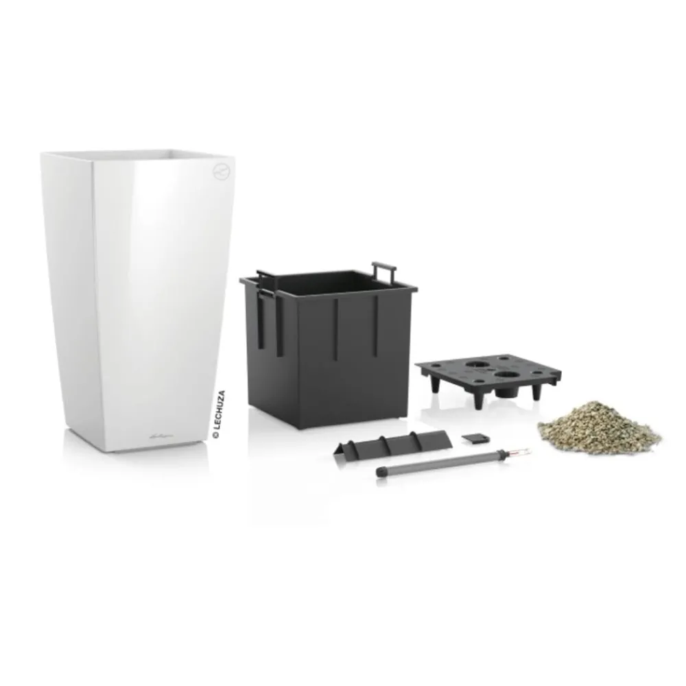 LECHUZA® Lechuza Pflanzgefäße & Töpfe|Blumentöpfe & Übertöpfe - CUBICO Premium, All-in-One-Set Weiß