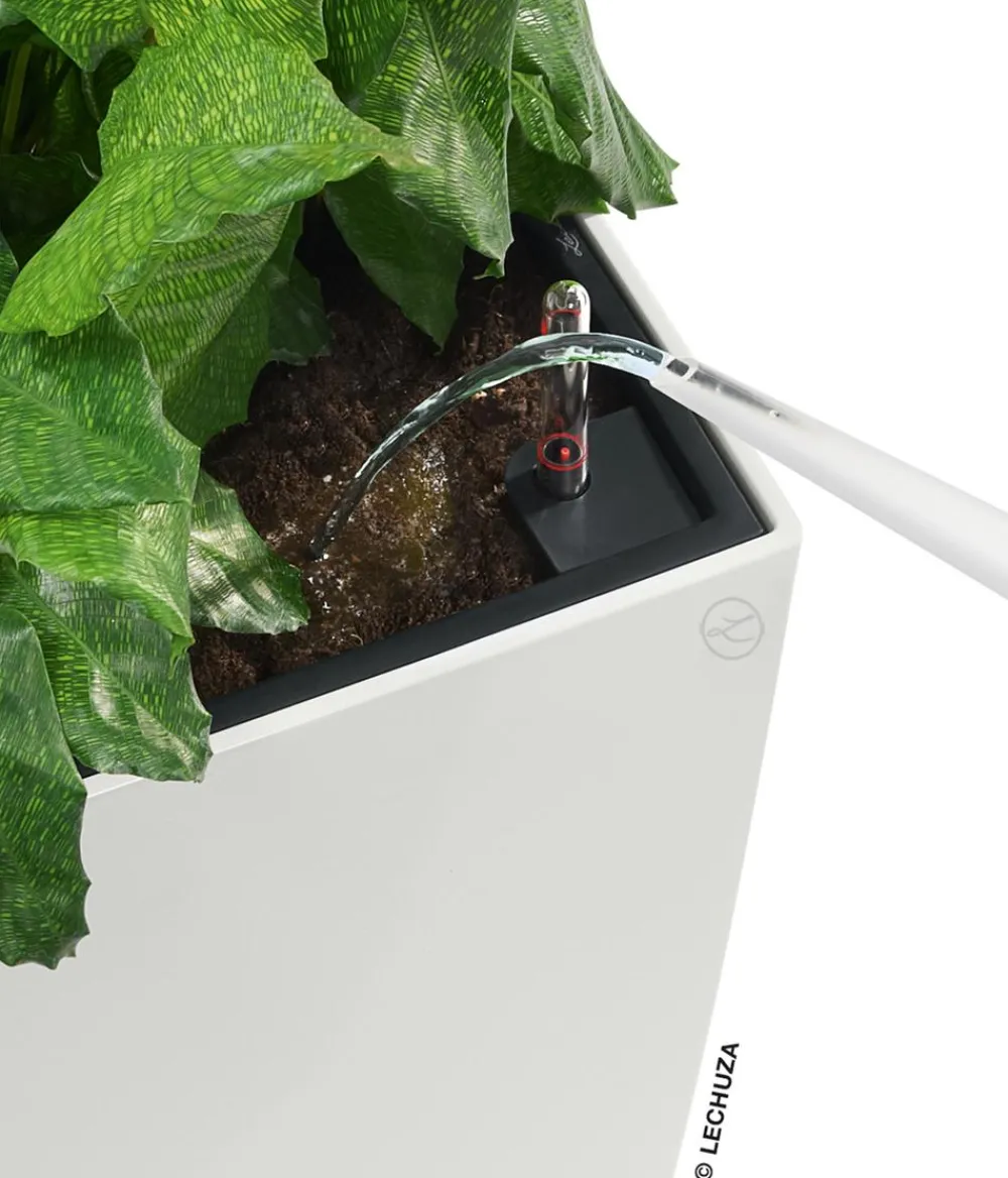 LECHUZA® Lechuza Pflanzgefäße & Töpfe|Blumentöpfe & Übertöpfe - CUBICO Premium, All-in-One-Set Weiß