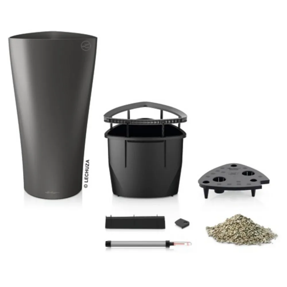 LECHUZA® DELTA, All-in-One-Set Dunkelgrau New