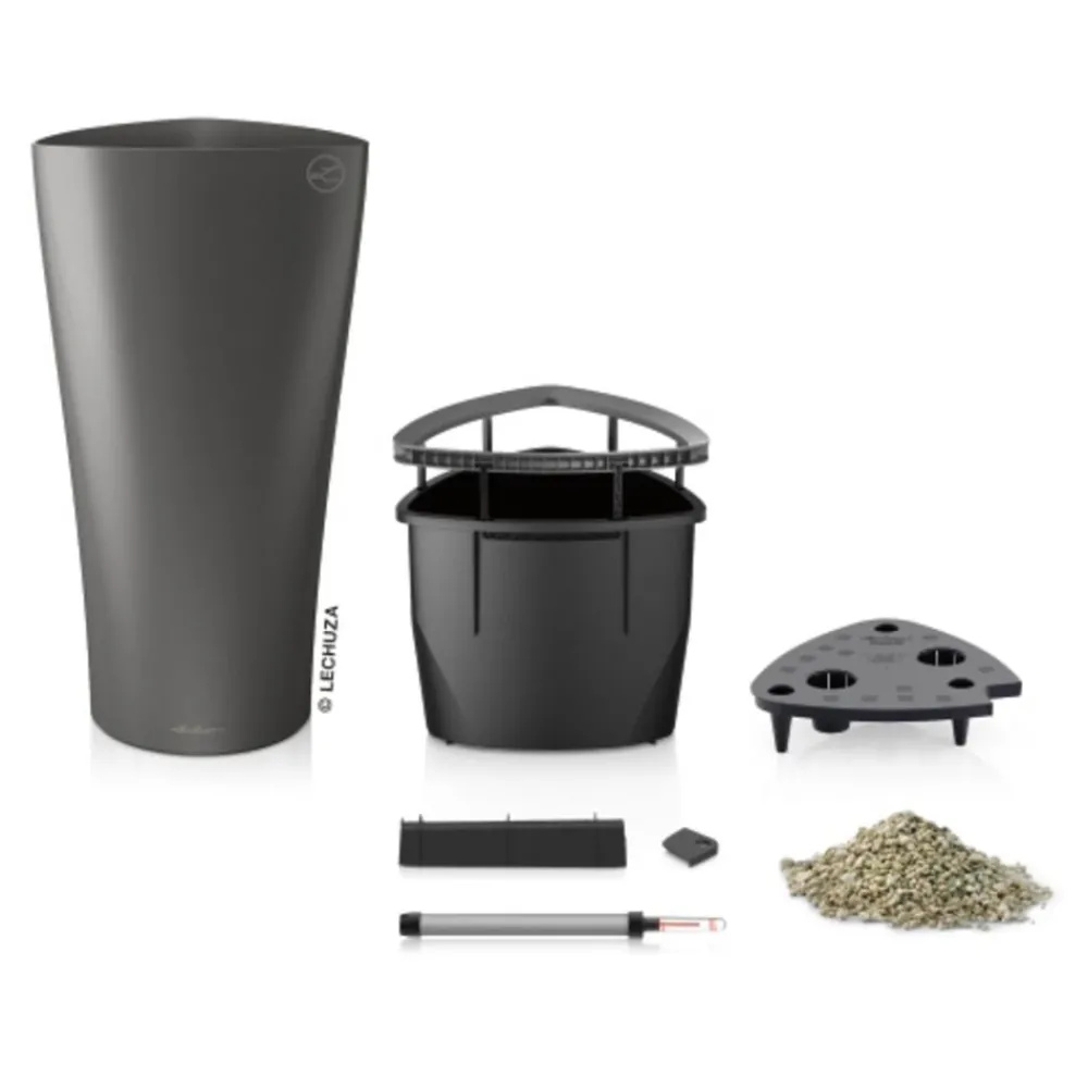 LECHUZA® DELTA, All-in-One-Set Dunkelgrau