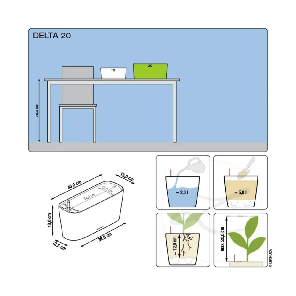 LECHUZA® Lechuza Pflanzgefäße & Töpfe|Pflanzkübel & Blumenkästen > DELTA, All-in-One-Set, hochglanz