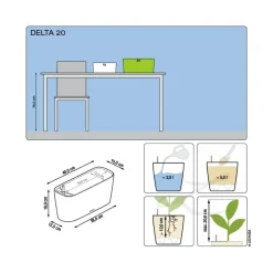 LECHUZA® DELTA, All-in-One-Set, hochglanz Dunkelgrau Clearance