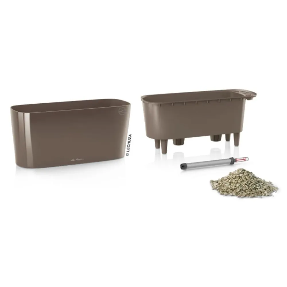 LECHUZA® DELTA, All-in-One-Set, hochglanz Hellbraun Clearance