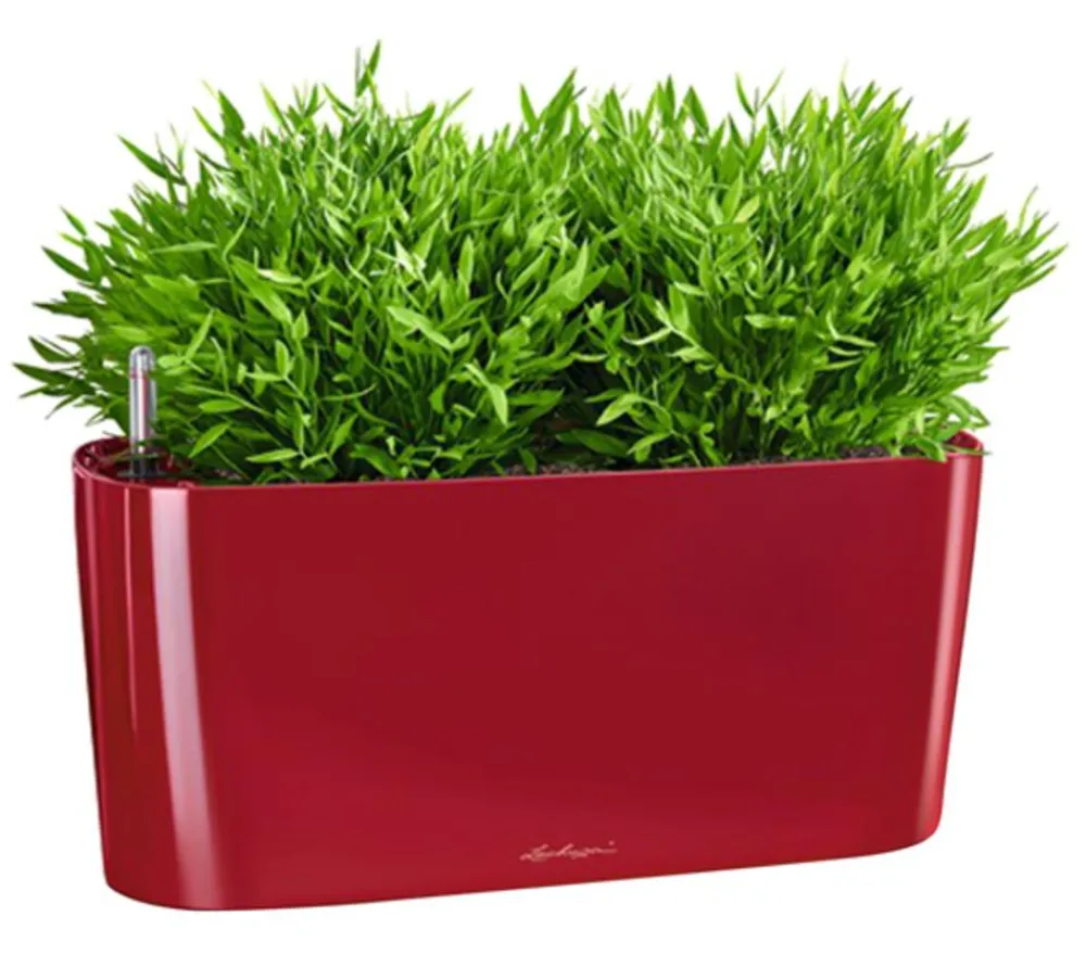 LECHUZA® Lechuza Pflanzgefäße & Töpfe|Pflanzkübel & Blumenkästen - DELTA, All-in-One-Set, hochglanz Dunkelrot