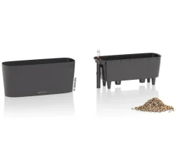 LECHUZA® Lechuza Tischgefäße|Lechuza Pflanzgefäße & Töpfe - DELTA, All-in-One-Set, matt Dunkelgrau