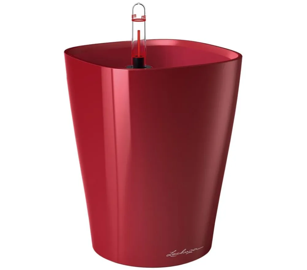 LECHUZA® Lechuza Tischgefäße|Lechuza Pflanzgefäße & Töpfe - DELTINI, All-in-One-Set, hochglanz Dunkelrot